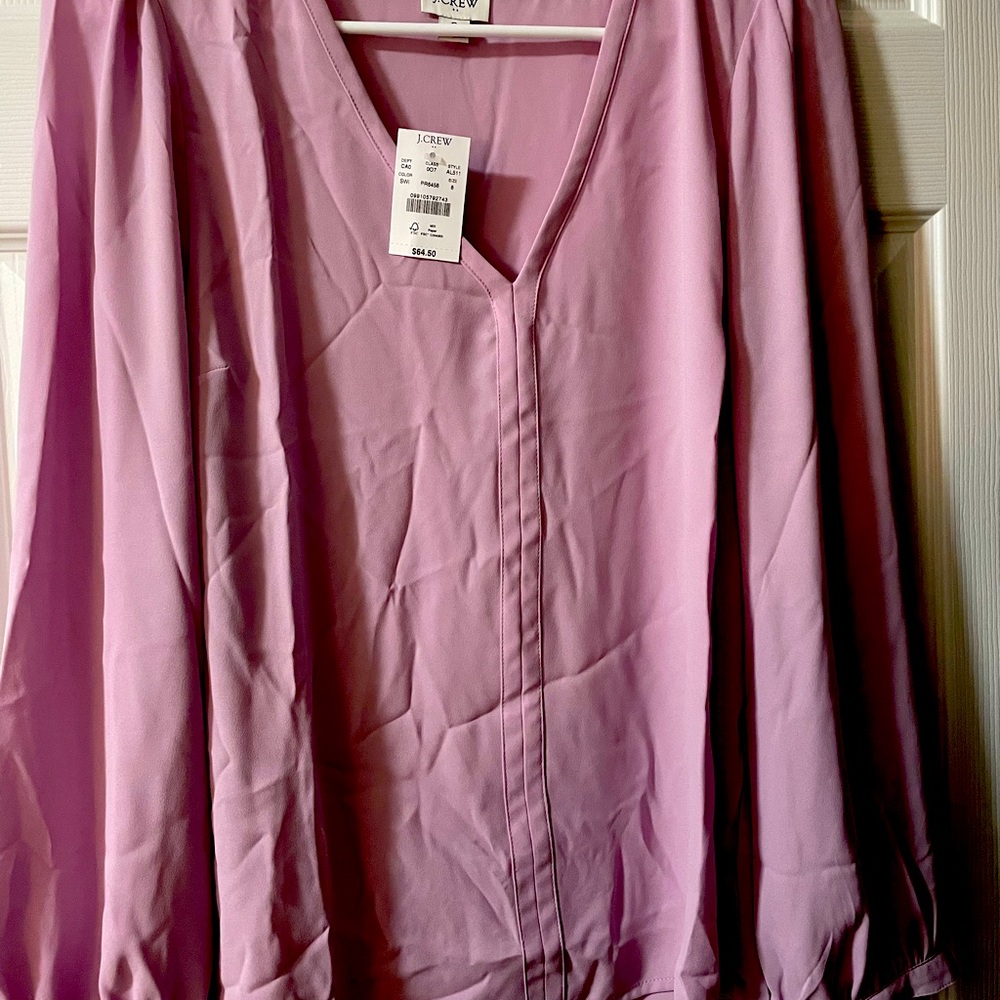 Brand New J. Crew Pale Pink Chiffon Long Sleeve Shirt, size Medium